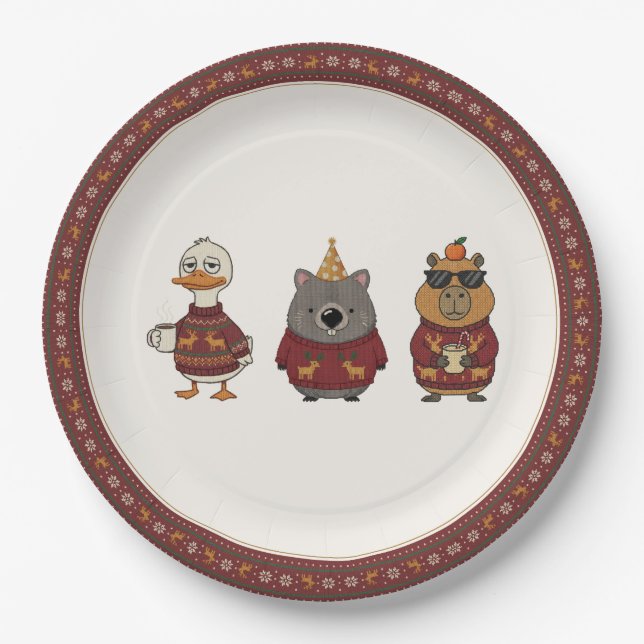 Hässliche Weihnachtsfeier-Charakter-Teller Pappteller (Vorderseite)
