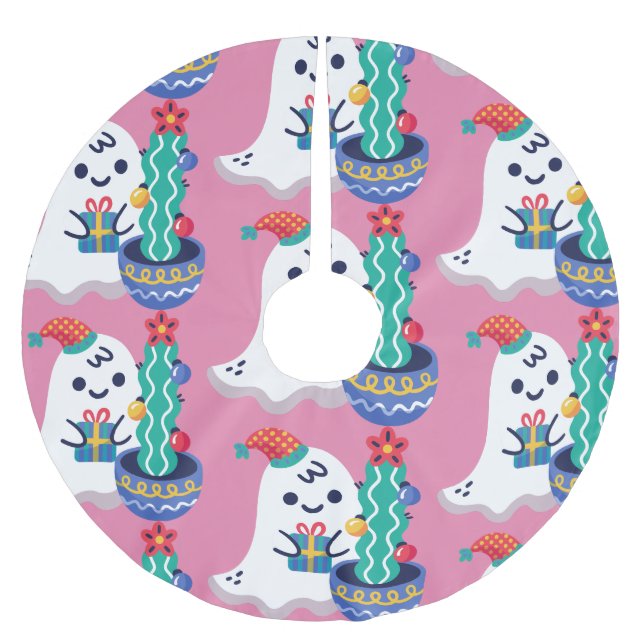 hässliche Weihnachtsghost-Weihnachtskaktus Polyester Weihnachtsbaumdecke (Vorderseite)