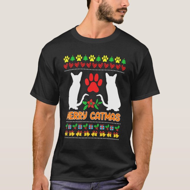 Hässliche Weihnachtskater T-Shirt (Vorderseite)