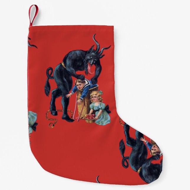 hässliche Weihnachtskrampus antiken Rot Kleiner Weihnachtsstrumpf (Vorderseite)