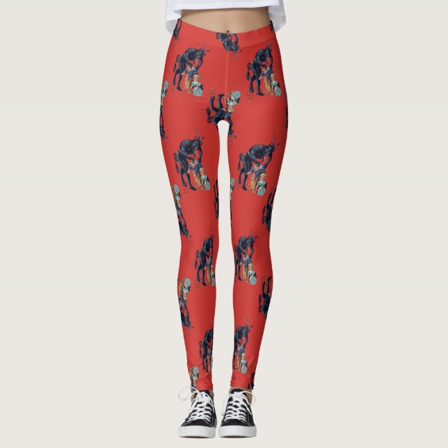 hässliche Weihnachtskrampus antiken Rot Leggings (Vorderseite)
