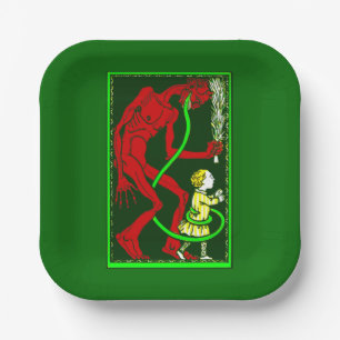 hässliche Weihnachtskrampuskind viktorianisch Pappteller