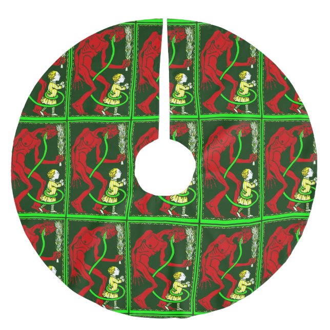 hässliche Weihnachtskrampuskind viktorianisch Polyester Weihnachtsbaumdecke (Vorderseite)