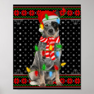 Hässliche Weihnachtsmann-Hund-Lichter Santa Hut Bl Poster
