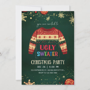 Hässliche Weihnachtspartyeinladung zum Tragen eine Einladung
