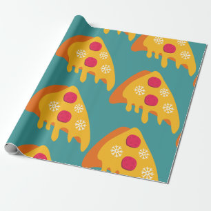 hässliche Weihnachtspizza Pizza Schneeflocken Wint Geschenkpapier