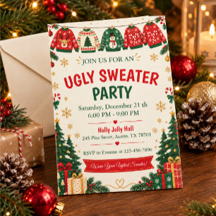Hässliche Weihnachtspullover-Party Einladung