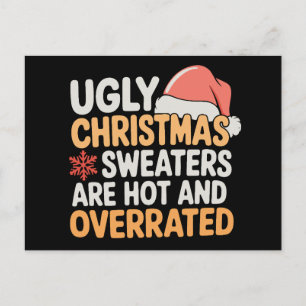 Hässliche Weihnachtspullover sind heiß und überbew Feiertagspostkarte