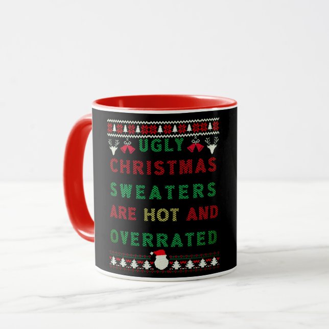 Hässliche Weihnachtspullover sind heiß und überbew Tasse (Vorderseite Links)