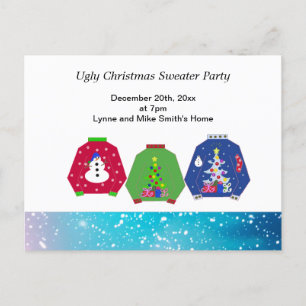 Hässliche Weihnachtspulover-Party-Einladung Postkarte