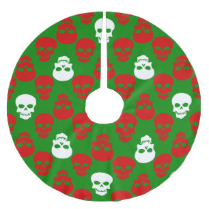hässliche Weihnachtsschädel rot weiß grün Polyester Weihnachtsbaumdecke
