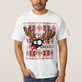 Hässliche Weihnachtsstrickjacke, die durch sprengt T-Shirt