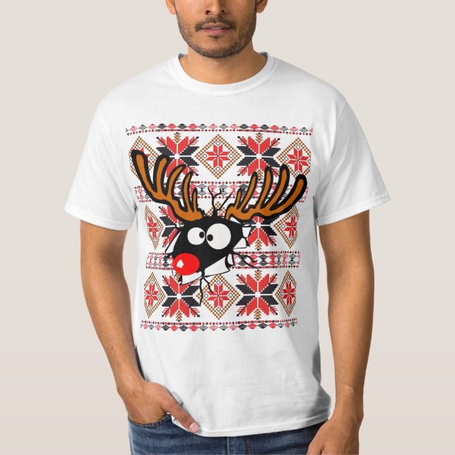 Hässliche Weihnachtsstrickjacke, die durch sprengt T-Shirt (Vorderseite)