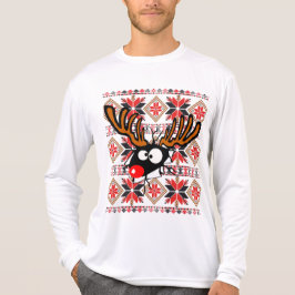 Hässliche Weihnachtsstrickjacke, die durch sprengt T-Shirt