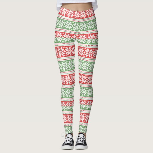 Hässliche Weihnachtsstrickjacke Leggings (Vorderseite)