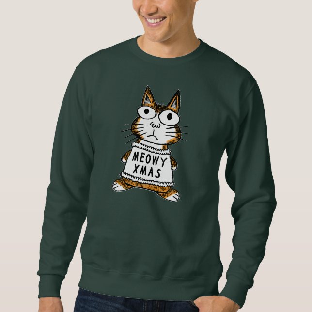 Hässliche Weihnachtsstrickjacke -- Meowy Sweatshirt (Vorderseite)