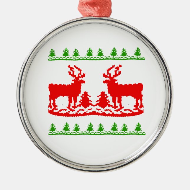 Hässliche Weihnachtsstrickjacke Ornament Aus Metall (Vorne)