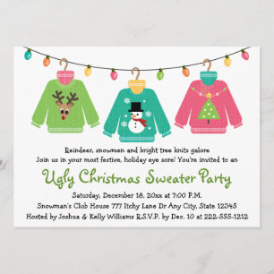 Hässliche Weihnachtsstrickjacke-Party Einladungen