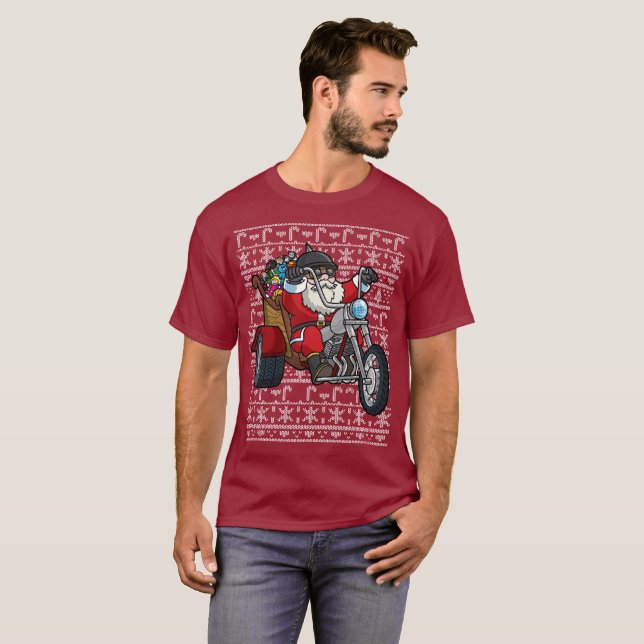 Hässliche Weihnachtsstrickjacke Weihnachtsmann auf T-Shirt (Vorne ganz)