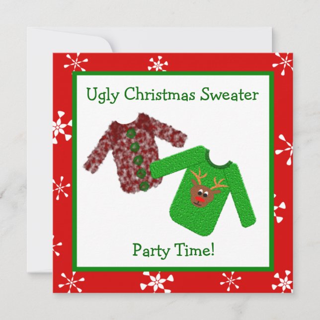 Hässliche Weihnachtsstrickjacke-WeihnachtsParty Einladung (Vorderseite)