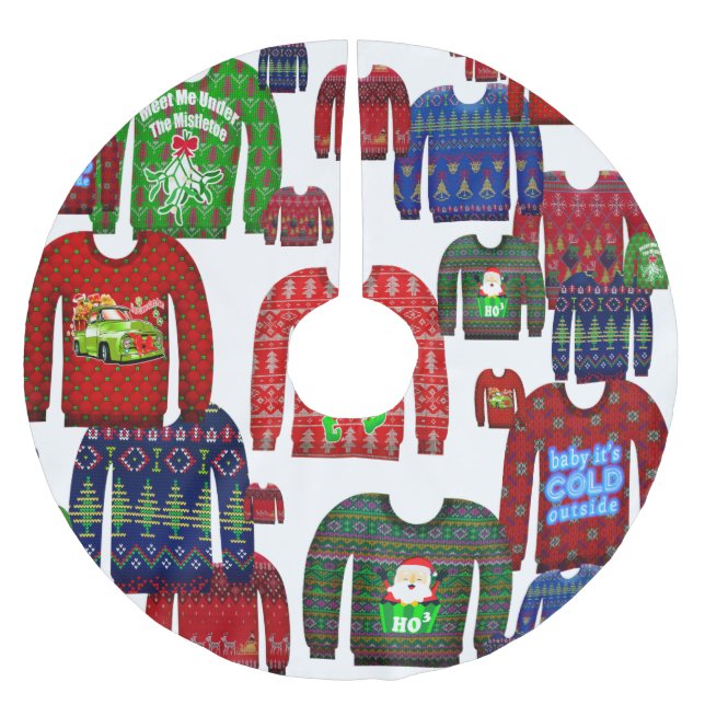 hässliche Weihnachtsswitzer Polyester Weihnachtsbaumdecke (Vorderseite)