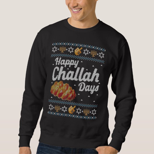 Hässlicher Chanukka Pullover Glückliche Challah Ta (Vorderseite)