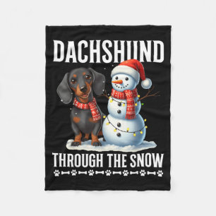 Hässlicher Dachshund Weihnachten durch den Schnee Fleecedecke
