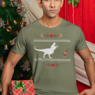 Hässlicher Dinosaurier-Elf-Weihnachtspullover Lust T-Shirt