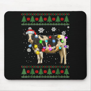 Hässlicher Kuh-Weihnachtspullover Santa Hut und Le Mousepad