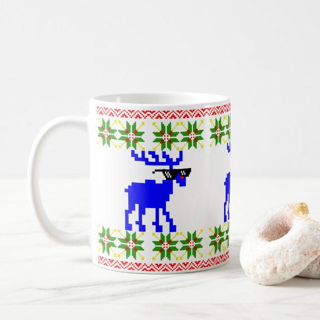 Hässlicher Pullover (Kümmere dich drum) Rentier We Kaffeetasse (Mit Donut)