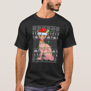 Hässlicher Pullover Stil Xmas Lichter Santa Sphynx