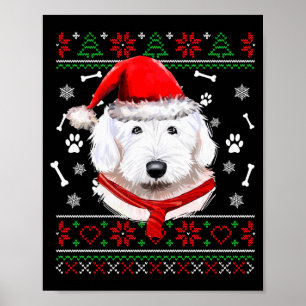 Hässlicher Pullover Weihnachten Bobtail Hund Santa Poster