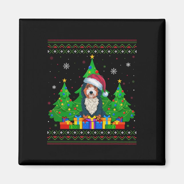 Hässlicher Pullover Weihnachtsbaum Santa Hut Berne Magnet (Vorne)