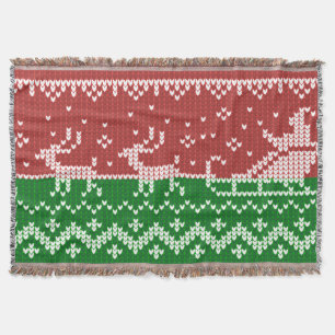 Hässlicher Pullover Weihnachtsmann Schlitten und R Decke