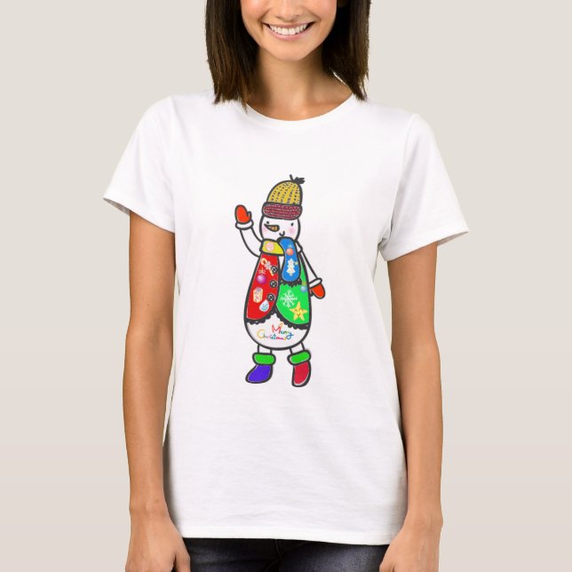 Hässlicher Strickjacke-Schneemann T-Shirt (Vorderseite)