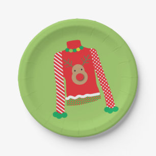 Hässlicher Strickjacke-WeihnachtsParty-Teller Pappteller