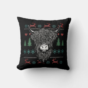 Hässlicher Weihnachts-Hochlandkuh Kissen