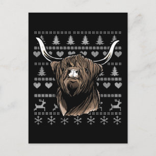 Hässlicher Weihnachts-Hochlandkuh Postkarte