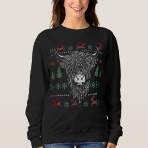 Hässlicher Weihnachts-Hochlandrind Sweatshirt