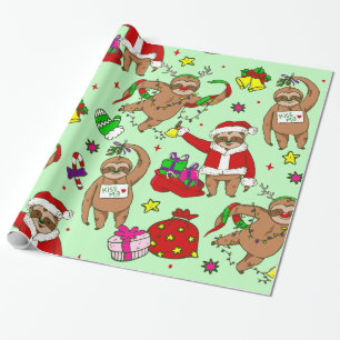 hässlicher Weihnachts-Santa-Claus-Faultier Geschenkpapier