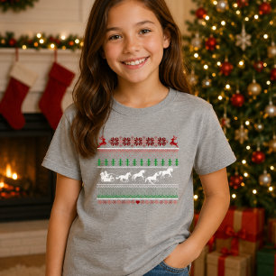 Hässlicher Weihnachts-Santa-Schlitten mit Einhörne T-Shirt