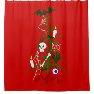 hässlicher Weihnachtsbaum-Totenkopf-Fledermaus Duschvorhang