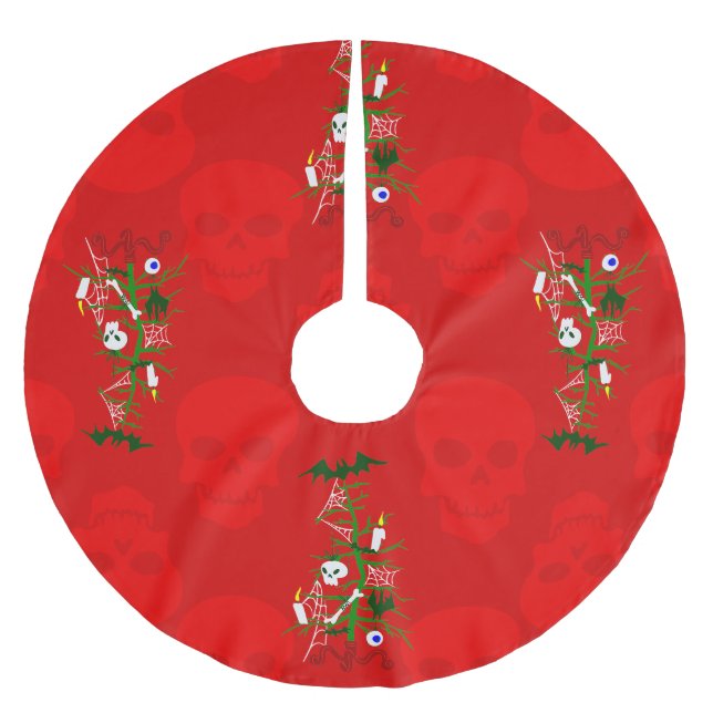 hässlicher Weihnachtsbaumschädel Spuk Polyester Weihnachtsbaumdecke (Vorderseite)