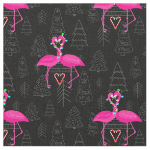hässlicher Weihnachtsflamingo mit Herzbonbon Stoff
