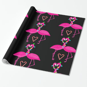 hässlicher Weihnachtsflamingo mit Zuckerrohr  Geschenkpapier