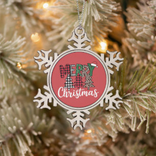 Hässlicher Weihnachtsmann Merry and Bright Weihnac Schneeflocken Zinn-Ornament