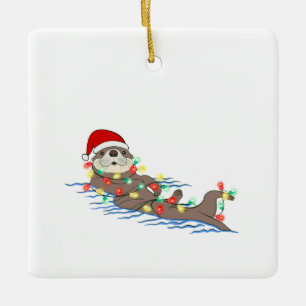 hässlicher Weihnachtsmann Otter Keramikornament