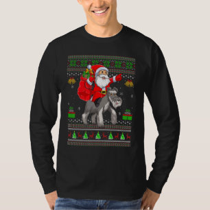 Hässlicher Weihnachtsmann reitet auf Wire Fox Terr T-Shirt