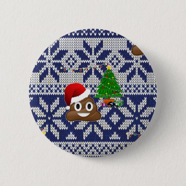 hässlicher Weihnachtspulli kacke Emoji Button (Vorderseite)