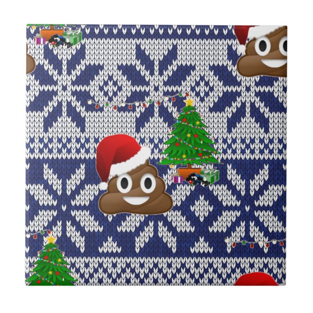 hässlicher Weihnachtspulli kacke Emoji Fliese (Vorderseite)